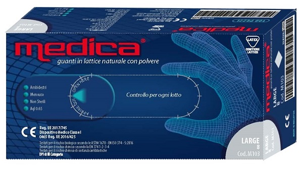 MEDICA GUANTO LATTICE N/STERILE CON POLVERE DM MISURA L 100 PEZZI - Farmacia Dott. Pasquale Russo