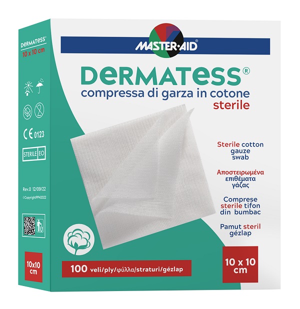 GARZA COMPRESSA MASTER-AID DERMATESS COTONE 10X10CM 100 PEZZI - Farmacia Dott. Pasquale Russo