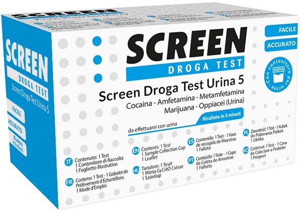 SCREEN DROGA TEST 5 DROGHE TEST ANTIDROGA CON CONTENITORE URINA - Farmacia Dott. Pasquale Russo