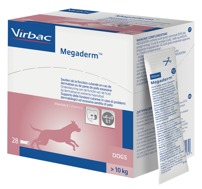 MEGADERM SUPPLEMENTO CANI SUPERIORI A 10 KG SCATOLA DA 28 SACCHETTI MONODOSE 4 ML - Farmacia Dott. Pasquale Russo