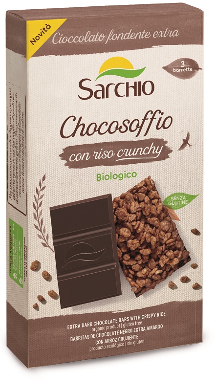 CHOCOSOFFIO BARRETTA CIOCCOLATO FONDENTE EXTRA E RISO CROCCANTE 3 PEZZI DA 25 G - Farmacia Dott. Pasquale Russo