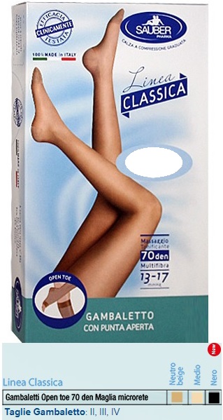 SAUBER GAMBALETTO OPEN TOE MAGLIA MICRORETE 70 DEN COLORE MEDIO TAGLIA 4 LINEA CLASSICA - Farmacia Dott. Pasquale Russo