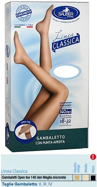 SAUBER GAMBALETTO OPEN TOE MAGLIA MICRORETE 140 DEN COLORE NEUTRO BEIGE TAGLIA 4 LINEA CLASSICA - Farmacia Dott. Pasquale Russo