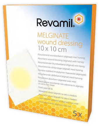 GARZA MEDICATA REVAMIL MELGINATE ALGINATO MIELE 10X10 CM 5 PEZZI - Farmacia Dott. Pasquale Russo