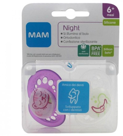 MAM NIGHT SUCCHIETTO 6+ SILICONE CONFEZIONE DOPPIA - Farmacia Dott. Pasquale Russo