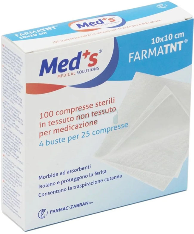 GARZA COMPRESSA MEDS TESSUTO NON TESSUTO 10X10CM 100 PEZZI - Farmacia Dott. Pasquale Russo