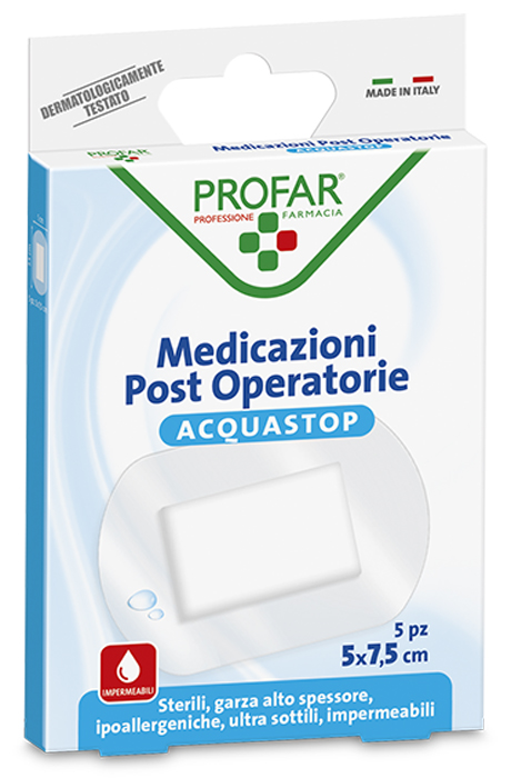 ACQUASTOP MEDICAZIONE POST OPERATORIA 5X7,5 CM PROFAR MED 5 PEZZI - Farmacia Dott. Pasquale Russo