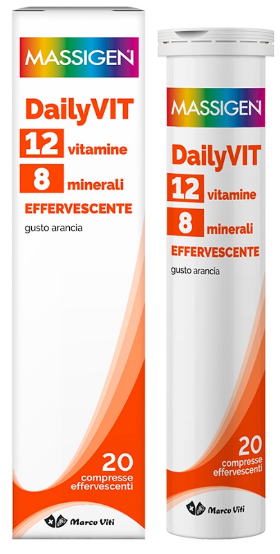 MASSIGEN DAILYVIT 12 VITAMINE 8 MINERALI EFFERVESCENTE 20 COMPRESSE - Farmacia Dott. Pasquale Russo