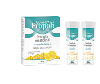 GOLASEPT PROPOLI 24 COMPRESSE MASTICABILI MIELE LIMONE - Farmacia Dott. Pasquale Russo
