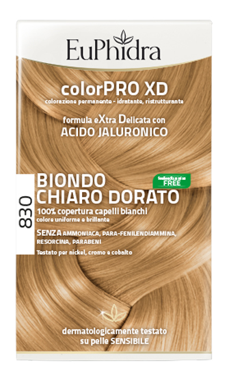 EUPHIDRA COLORPRO XD 830 BIONDO CHIARO DORATO GEL COLORANTE CAPELLI IN FLACONE + ATTIVANTE + BALSAMO + GUANTI - Farmacia Dott. Pasquale Russo