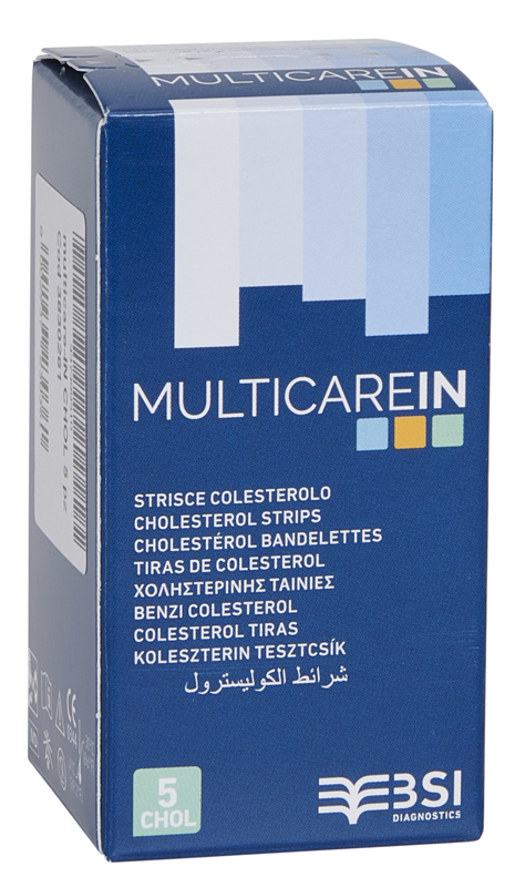 TEST COLESTEROLEMIA MULTICARE IN COLESTEROLO IN STRISCE CON ASPIRAZIONE CAPILLARE 5 PEZZI - Farmacia Dott. Pasquale Russo