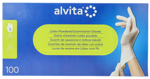 GUANTI DA ISPEZIONE ALVITA IN LATTICE TALCATI S 100 PEZZI - Farmacia Dott. Pasquale Russo