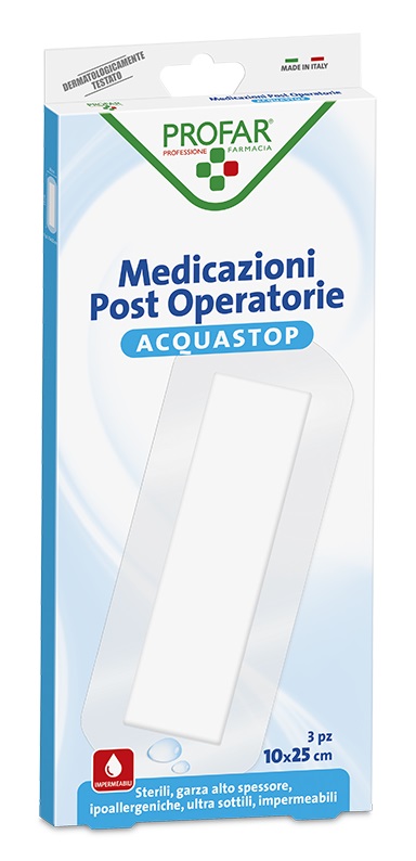 ACQUASTOP MEDICAZIONE POST OPERATORIA PROFAR MED 10X25 CM 3 PEZZI - Farmacia Dott. Pasquale Russo