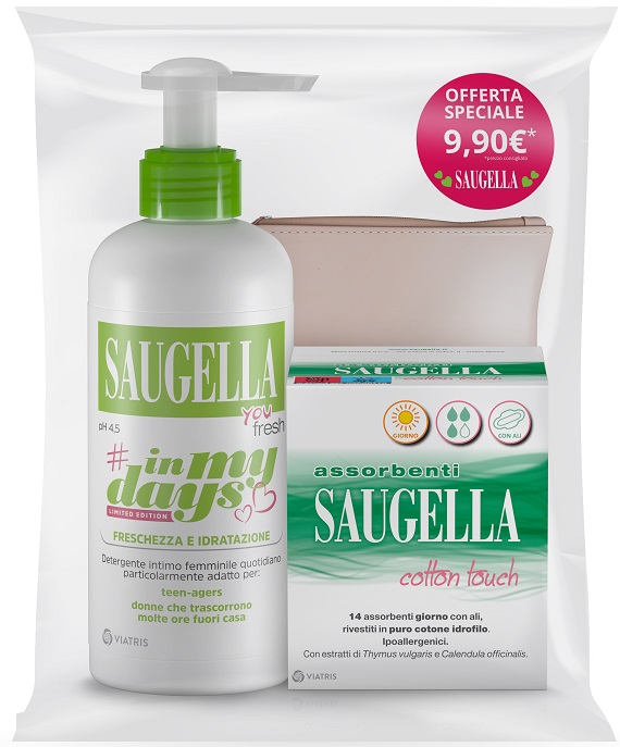 SAUGELLA IN MY DAYS BUNDLE YOU FRESH + ASSORBENTI GIORNO 14 PEZZI + PORTA ASSORBENTI - Farmacia Dott. Pasquale Russo