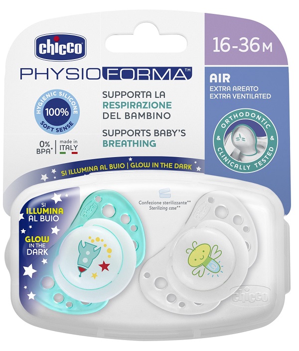 CHICCO SUCCHIETTO AIR LUMI IN SILICONE 16-36 MESI 2 PEZZI - Farmacia Dott. Pasquale Russo