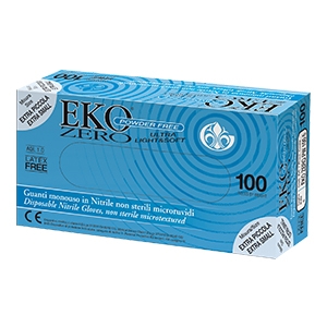 GUANTO MONOUSO IN NITRILE BLU SUPERFICIE MICRORUVIDA EKO ZERO PW SENZA POLVERE MISURA 9 LARGE 100 PEZZI - Farmacia Dott. Pasquale Russo