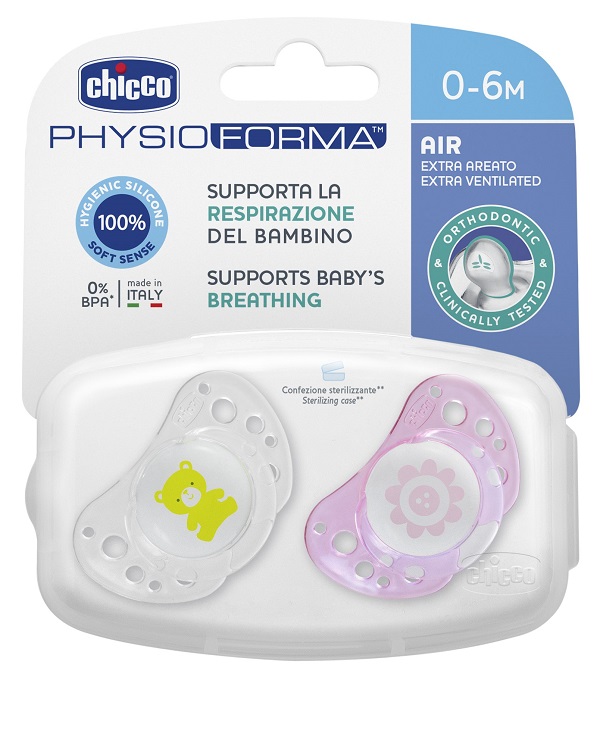 CHICCO SUCCHICCO AIR GIRL SILICONE 0-6 MESI 2 PEZZI - Farmacia Dott. Pasquale Russo