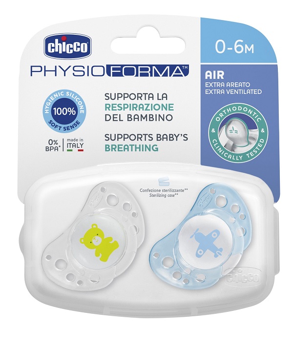 CHICCO SUCCHICCO AIR BOY SILICONE 0-6 MESI 2 PEZZI - Farmacia Dott. Pasquale Russo