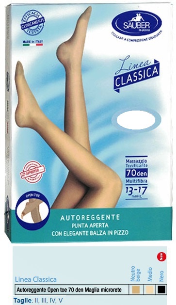 SAUBER AUTOREGGENTE OPEN TOE MAGLIA MICRORETE 70 DEN COLORE NEUTRO BEIGE TAGLIA 2 LINEA CLASSICA - Farmacia Dott. Pasquale Russo