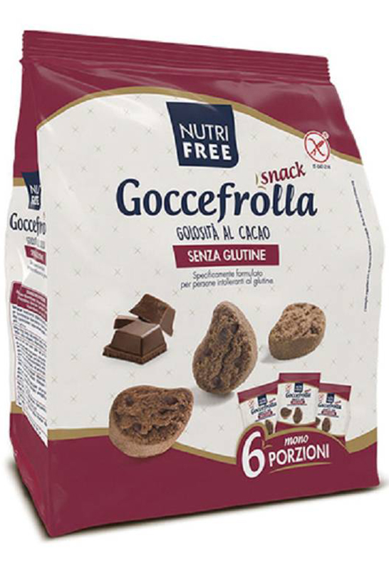 NUTRIFREE GOCCEFROLLA SNACK GOLOSITA' AL CACAO SENZA LATTOSIO 6 MONOPORZIONI DA 40 G - Farmacia Dott. Pasquale Russo