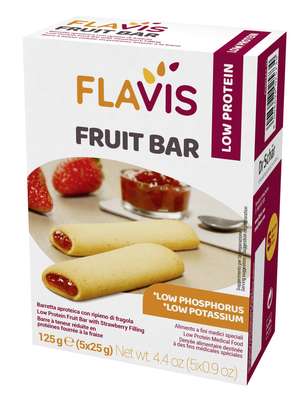 FLAVIS FRUIT BAR BARRETTA APROTEICA CON RIPIENO DI FRAGOLA 5 PEZZI DA 25 G - Farmacia Dott. Pasquale Russo