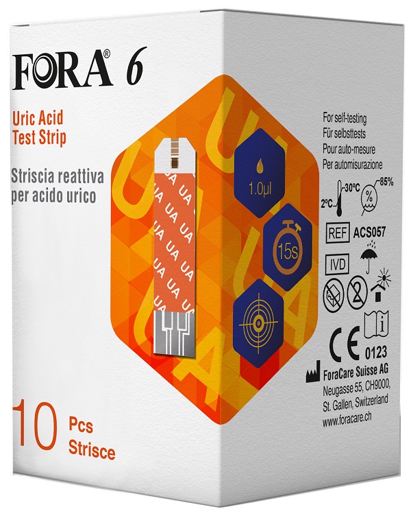 STRISCE REATTIVE FORA 6 CONNECT PER RILEVAZIONE DELL'ACIDO URICO 10 PEZZI - Farmacia Dott. Pasquale Russo