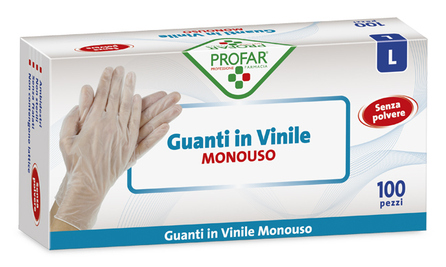 PROFAR GUANTO IN VINILE SENZA POLVERE L 100 PEZZI - Farmacia Dott. Pasquale Russo