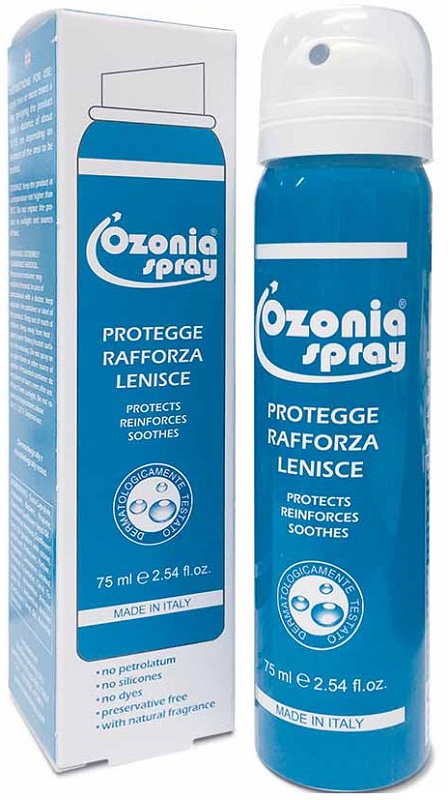 OZONIA SPRAY A BASE DI OLIO OZONIZZATO PER CUTE E MUCOSE ARROSSATE INFIAMMATE DISTROFICHE SENSIBILI 75 ML - Farmacia Dott. Pasquale Russo