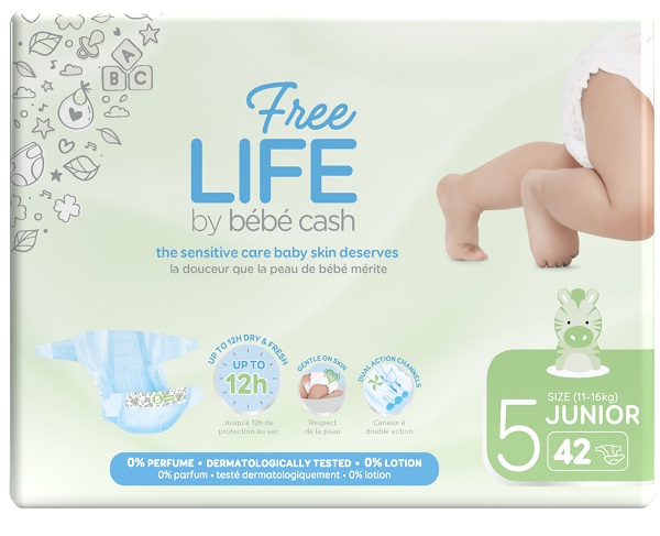 FREELIFE BY BEBECASH PANNOLINI JUNIOR TAGLIA 5 11-25 KG GIROVITA 41-62 CM 42 PEZZI - Farmacia Dott. Pasquale Russo