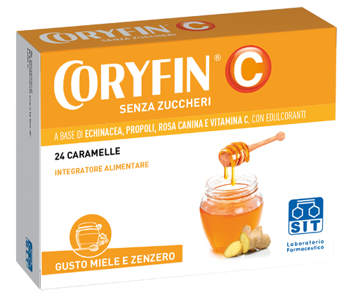 CORYFIN C SENZA ZUCCHERO MIELE ZENZERO 24 CARAMELLE - Farmacia Dott. Pasquale Russo