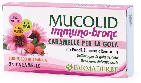 MUCOLID BRONC IMMUNO 24 CARAMELLE GUSTO ARANCIA - Farmacia Dott. Pasquale Russo