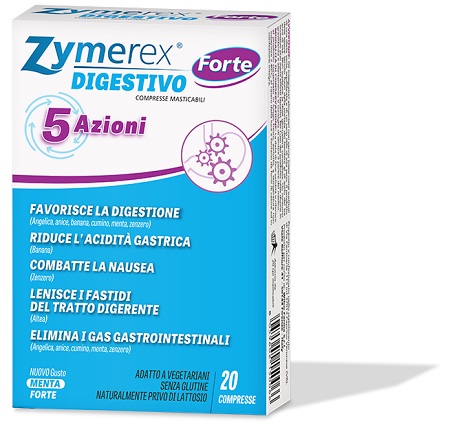ZYMEREX DIGESTIVO FORTE 5 AZIONI 20 COMPRESSE MASTICABILI - Farmacia Dott. Pasquale Russo