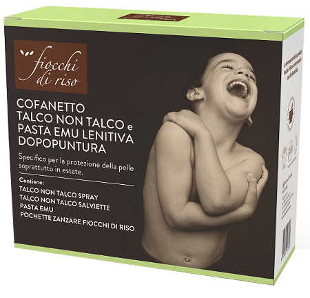 FIOCCHI DI RISO COFANETTO ZANZARE TALCO + PASTA EMU + TALCO NON TALCO SALVIETTE - Farmacia Dott. Pasquale Russo