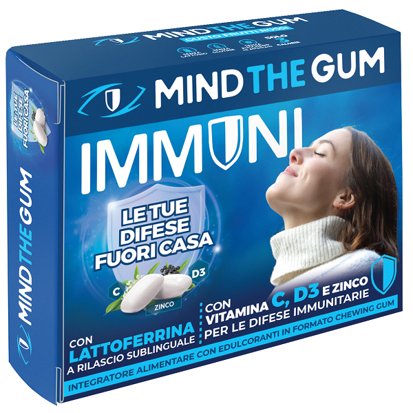 MIND THE GUM IMMUNI CON LATTOFERRINA 18 GOMME CONFETTATE SENZA ZUCCHERO - Farmacia Dott. Pasquale Russo