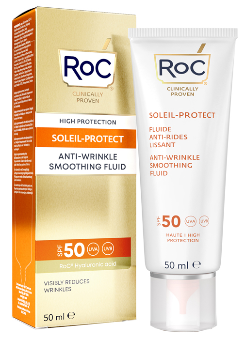ROC FLUIDO SOLARE VISO SPF 50+ ANTI-RUGHE LEVIGANTE  50 ML - Farmacia Dott. Pasquale Russo