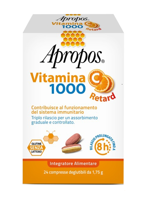 APROPOS VITAMINA C 1000 A RILASCIO PROLUNGATO 24 COMPRESSE DEGLUTIBILI - Farmacia Dott. Pasquale Russo