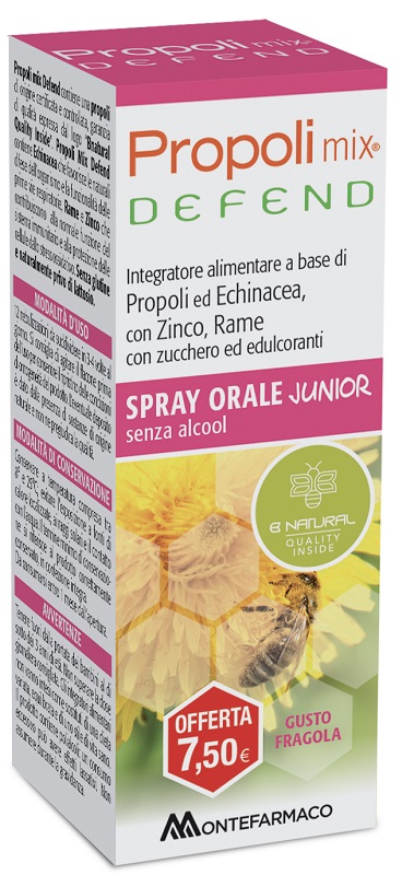 PROPOLI MIX DEFEND SPRAY ORALE JUNIOR ANALCOLICO 30 ML GUSTO FRAGOLA - Farmacia Dott. Pasquale Russo