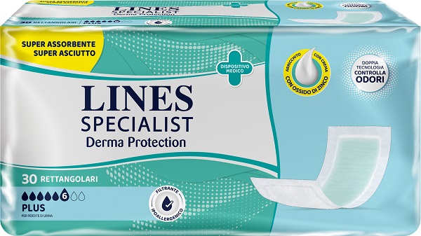 PANNOLONE PER INCONTINENZA LINES SPECIALIST DERMA RETTANGOLARE 30 PEZZI - Farmacia Dott. Pasquale Russo