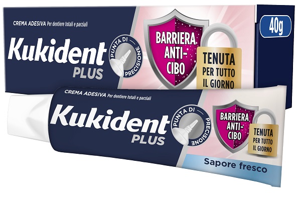 KUKIDENT PLUS BARRIERA ANTI-CIBO FRESCO CREMA ADESIVA DENTIERE 40 G - Farmacia Dott. Pasquale Russo