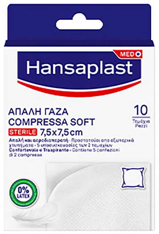 GARZA COMPRESSA HANSAPLAST SOFT STERILE 7,5X7,5 10 PEZZI - Farmacia Dott. Pasquale Russo