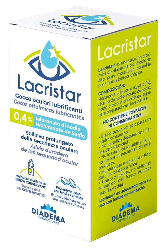 LACRISTAR GOCCE OCULARI LUBRIFICANTI 0,4% IALURONATO DI SODIO MULTIDOSE 10 ML - Farmacia Dott. Pasquale Russo