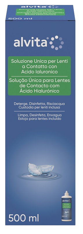 SOLUZIONE UNICA LENTI A CONTATTO CON ACIDO IALURONICO ALVITA 500 ML - Farmacia Dott. Pasquale Russo